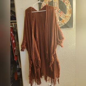 Fringed Rust Sweater